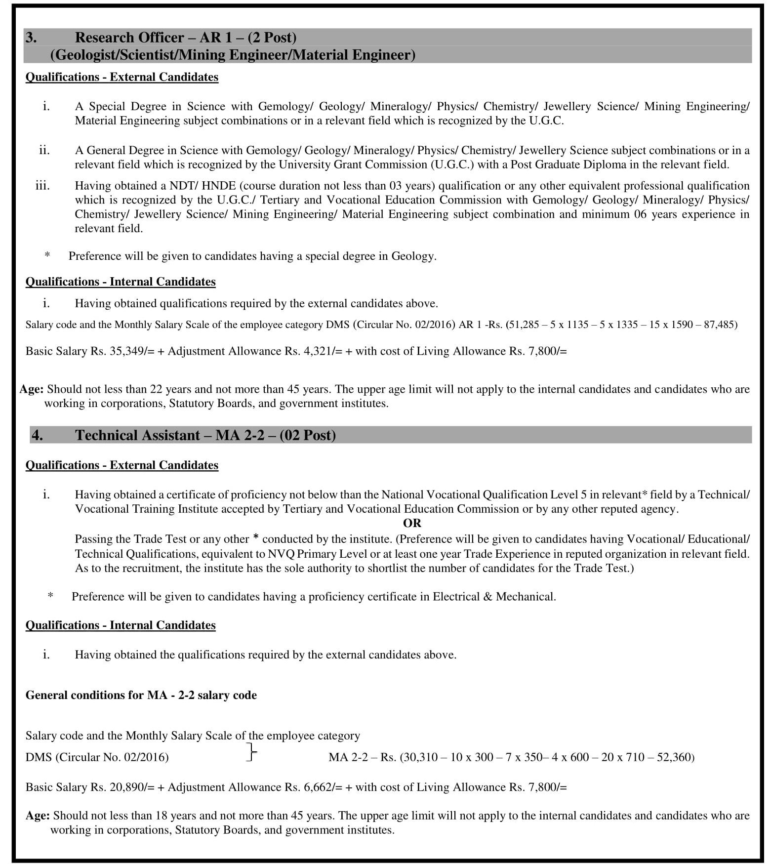 Assistant Director (Administration & HR, Gemmology), Research Officer, Technical Assistant, Driver - Gem & Jewellery Research & Training Institute